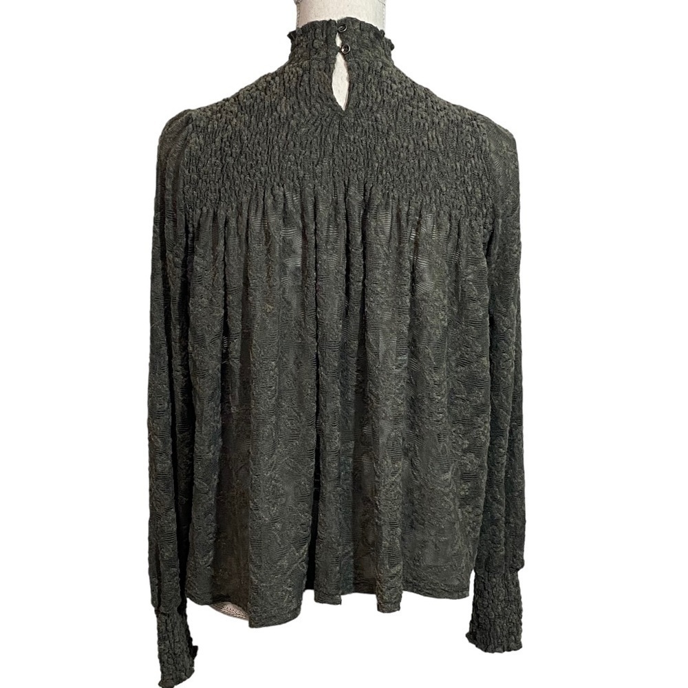 ANTHROPOLOGY - DELETTA‎ - SIZE XS -SHEER SMOCKED LOOSE KNIT TOP - A-LINE CUT B22 - Picture 3 of 9
